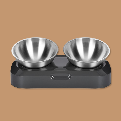 Pet Stainless Steel Bowl Pet Double Night