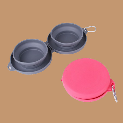 Rubber Foldable Double Feeding Pet Bowl !