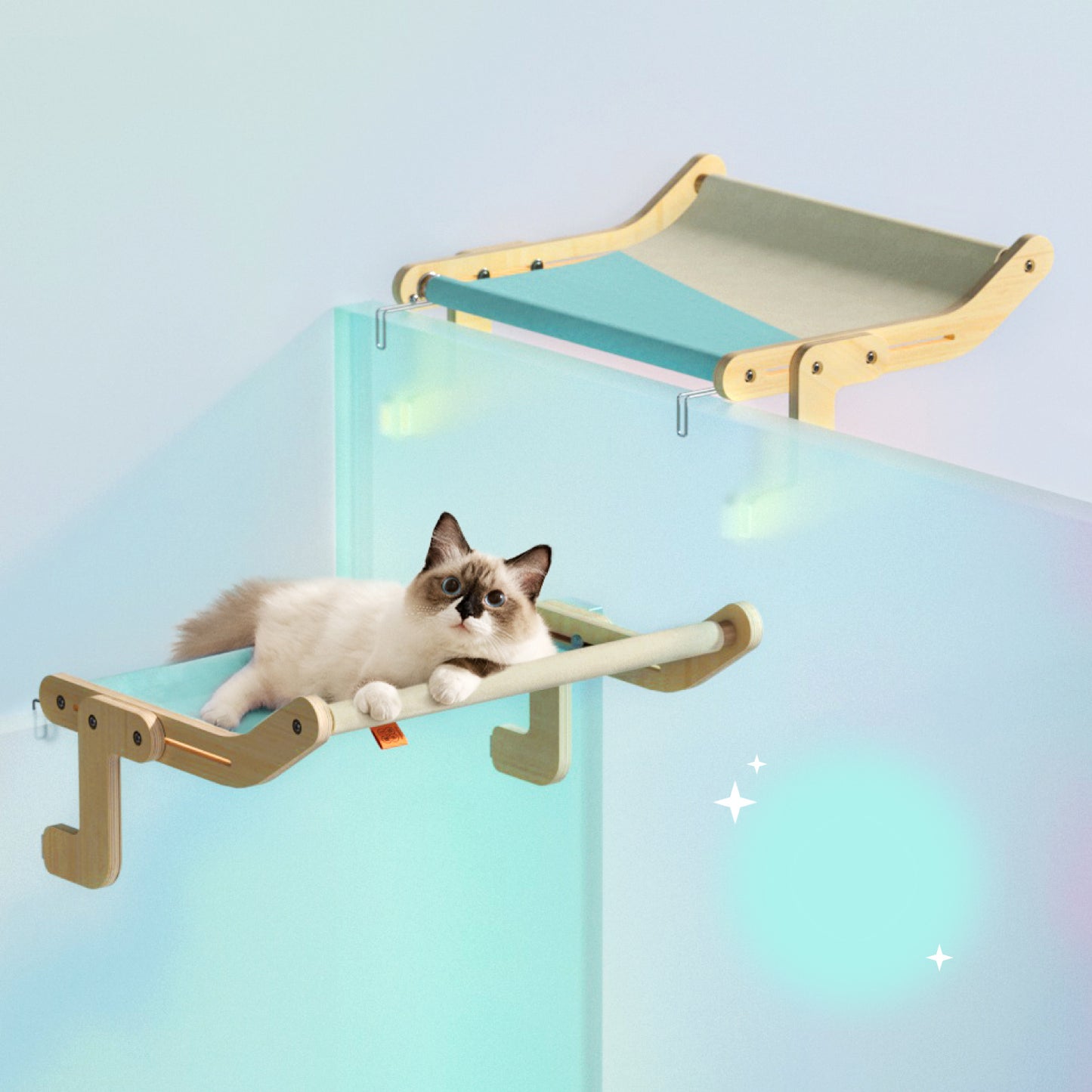 Mewoofun Pet Cat Window Perch 4 Color Wooden Assembly Hanging Bed Cotton Canvas Easy Washable