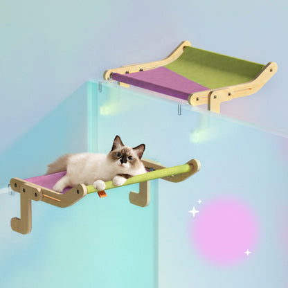 Mewoofun Pet Cat Window Perch 4 Color Wooden Assembly Hanging Bed Cotton Canvas Easy Washable