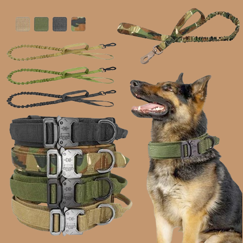 Pet Tactical Dog Collar And Leash Set, Adjustable Military Nylon Dog Collar !