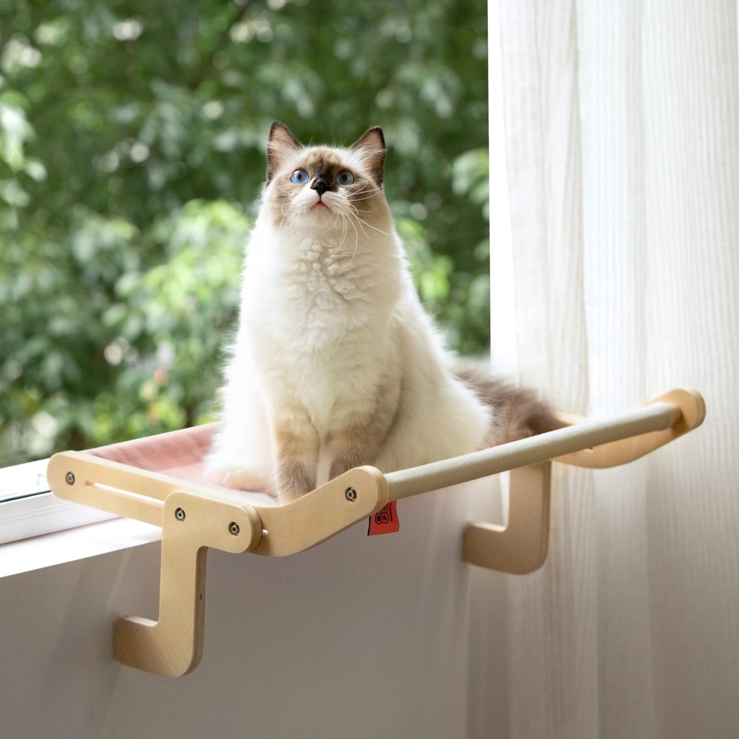 Mewoofun Pet Cat Window Perch 4 Color Wooden Assembly Hanging Bed Cotton Canvas Easy Washable